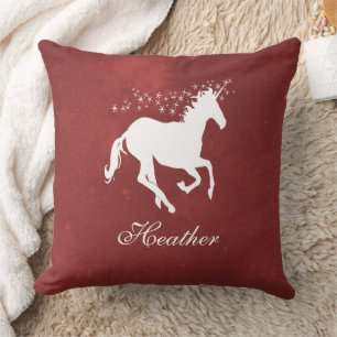 Oreiller à lancer personnalisé Unicorne rouge