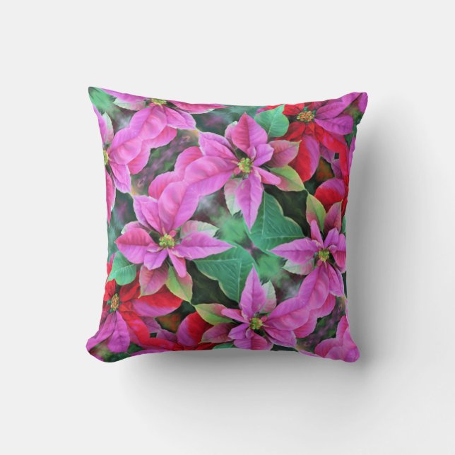 Oreiller à lancer - Poinsettias (Recto)