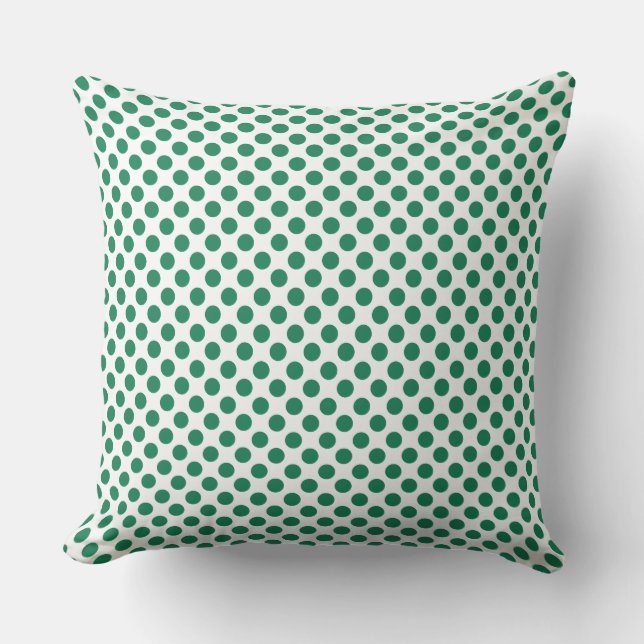 Oreiller à lancer Pois vert émeraude sur mesure (Recto)