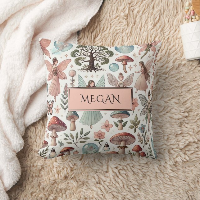 Oreiller à lancer pour fille fée personnalisée (Couverture)