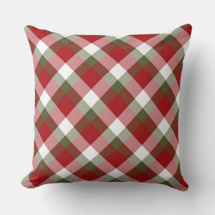 Oreiller à lancer réversible multi-plaid rouge