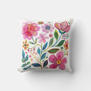 Oreiller à lancer rose chic Boho