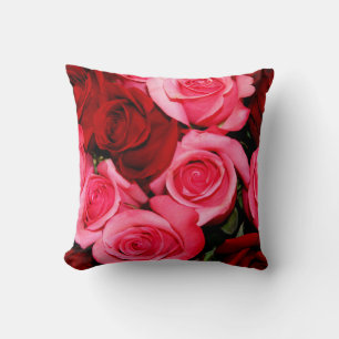 Oreiller à lancer rose, rose et Carré rouge
