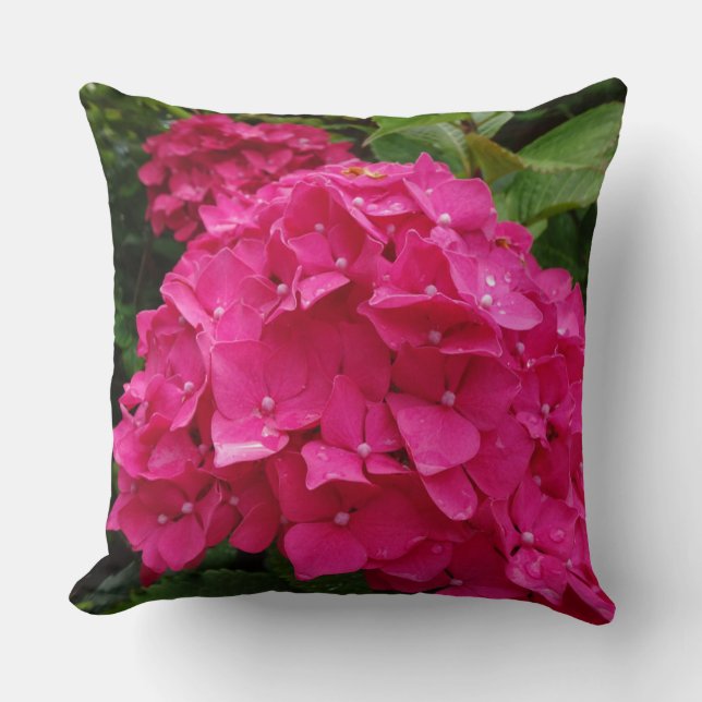 Oreiller à lancer rose vif Hydrangea (Recto)