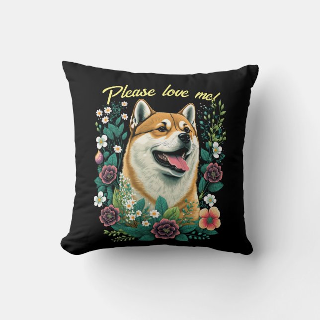 Oreiller à lancer Shiba Inu et texte personnalisab (Recto)