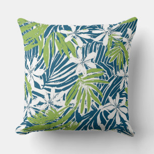 Oreiller à lancer tropical bleu et vert