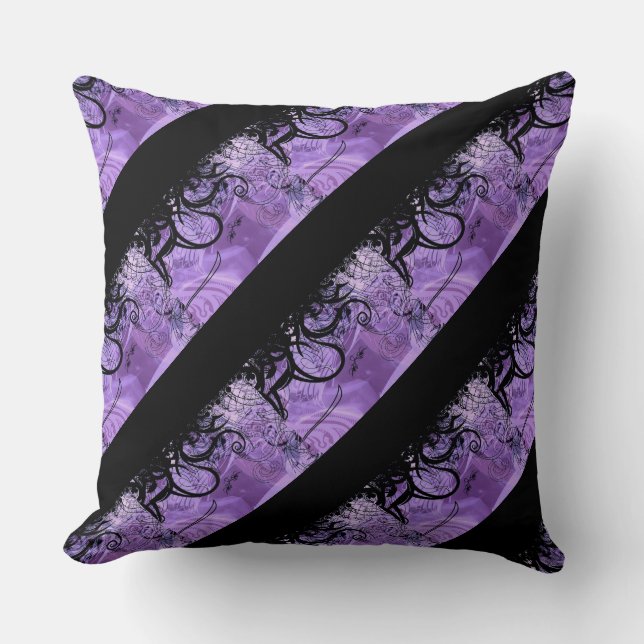 Oreiller à motif carreaux noir et violet (Recto)