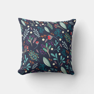 Oreiller à motif d'art folklorique floral rustique