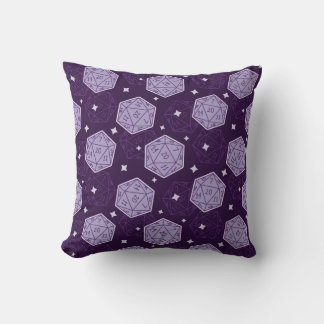 Oreiller à motif de dés D20 mystiques