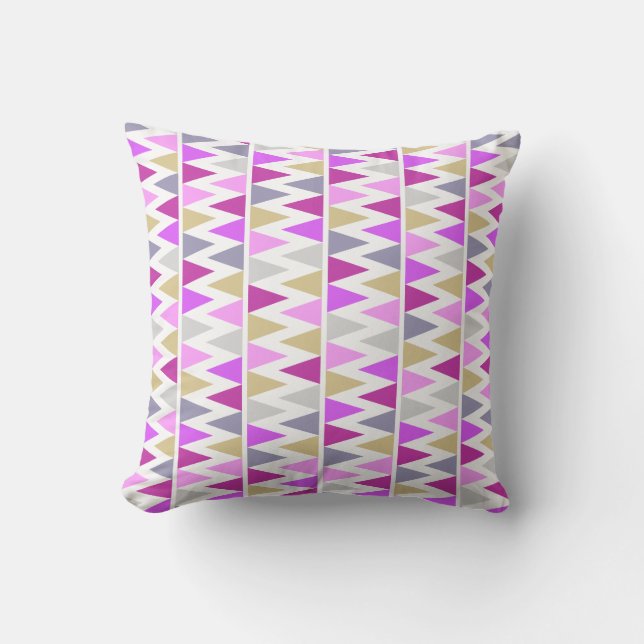 Oreiller à motif de fanions triangulaires violets (Recto)