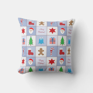 Oreiller à motif de Noël - Fond tons bleus