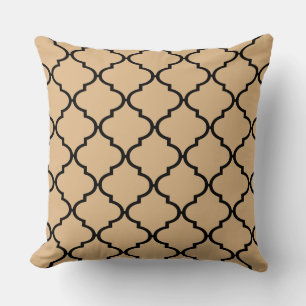 Oreiller à motif quatrefeuilles marocain noir et b