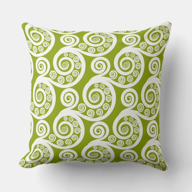 Oreiller à tête douce moderne vert et blanc (Recto)