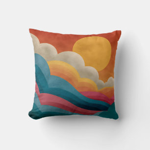 Oreiller abstrait Bauhaus Nuages Coucher de soleil