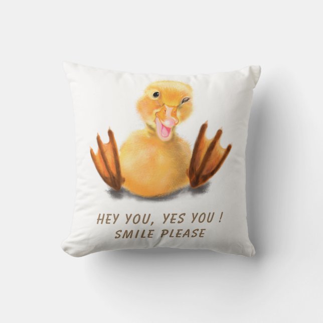 Oreiller amusant avec un canard jouant - Sourire (Recto)
