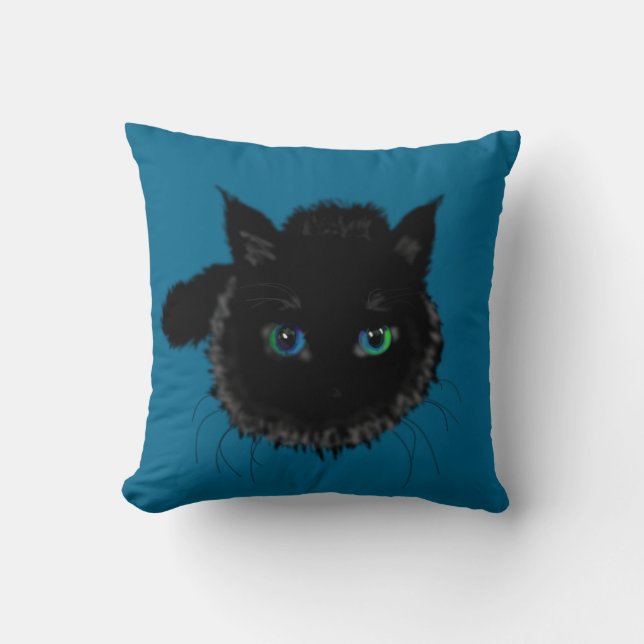 Oreiller avec chat noir (Recto)