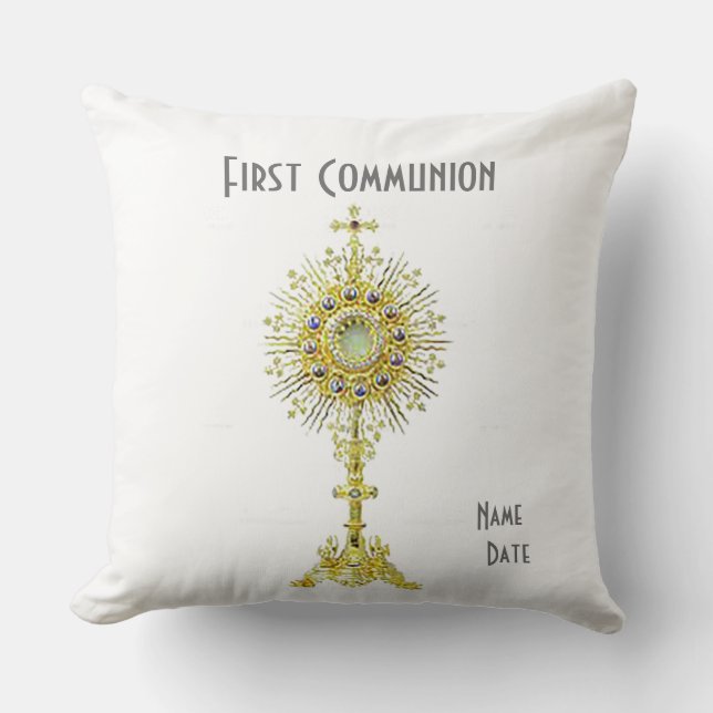 Oreiller blanc de première communion 20".  20” (Recto)