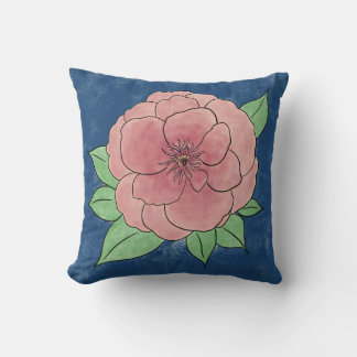 Oreiller bleu à lancer rose décoratif