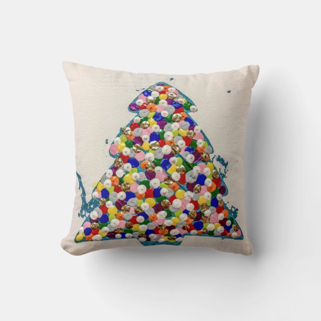 Oreiller bleu Noël 16 x 16 Poly Throw (Recto)