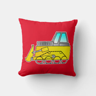 Oreiller Bulldozer Jaune, Décoration pour Enfants 