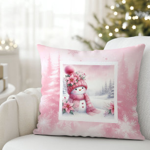Oreiller Cadeau Enfant Scène Hivernale Rose Élégan