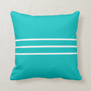 Oreiller Carré Teal Bleu Blanc Coussin Bloc Couleu