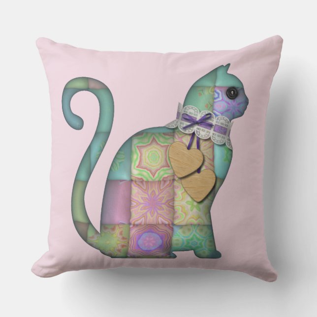 oreiller chat patchwork (Recto)
