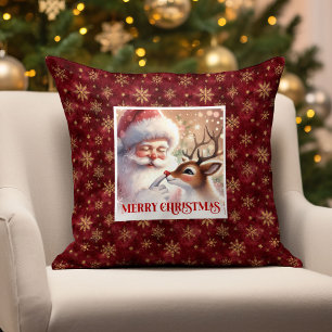 Oreiller Classique Santa Rudolph Merry Xmas Chaleu