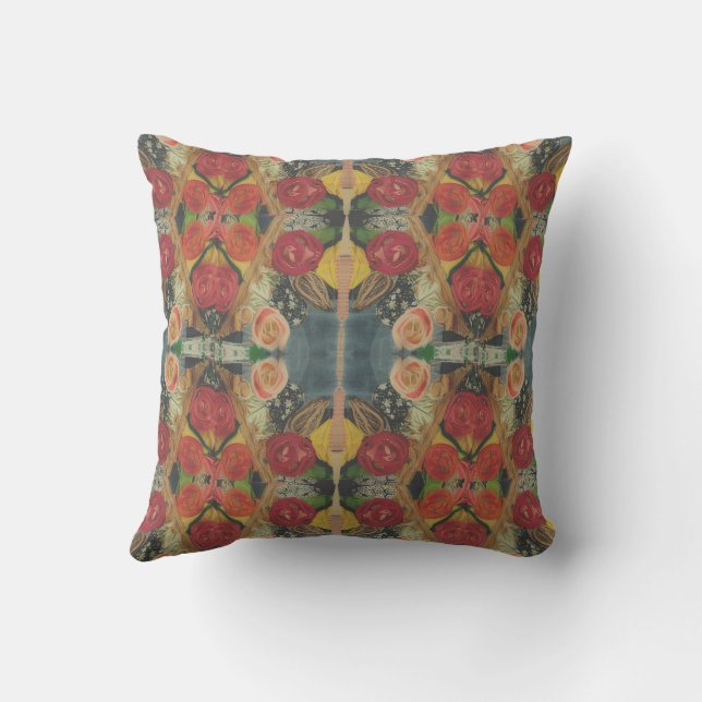 Oreiller conçu avec des fleurs boho (Verso)