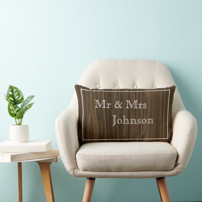 Oreiller d'accentuation avec noms de couple en boi (Chaise)
