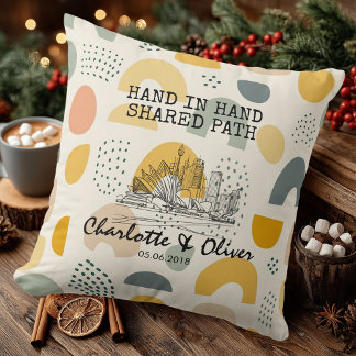 Oreiller de couple abstrait moderne personnalisé d