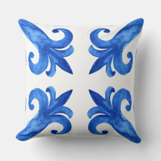 Oreiller de décoration minimaliste bleu et blanc à