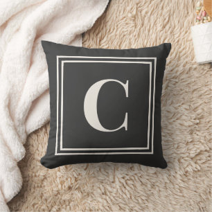 Oreiller de dortoir gris prépa Monogram - Initiale