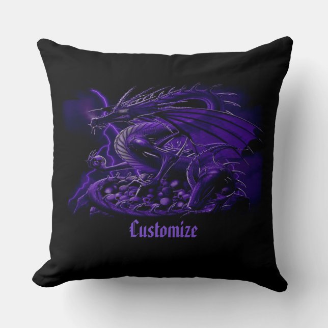 Oreiller de dragon violet personnalisé (Recto)
