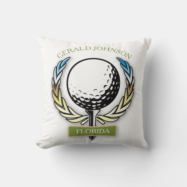 Oreiller de golfeur à monogramme de design de golf (Recto)