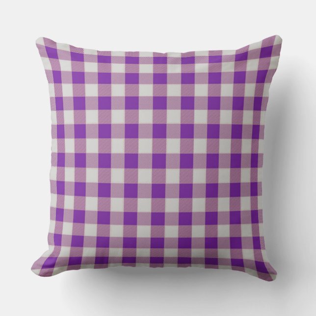 Oreiller de jet à motif carreauté gingham violet c (Recto)
