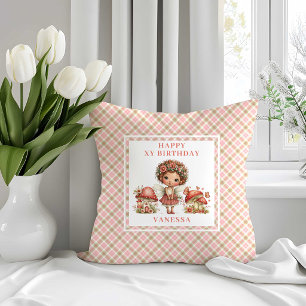 Oreiller de jet Ange Féerique Fleurs Roses Anniver