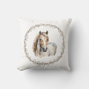 Oreiller de jet de cheval gris