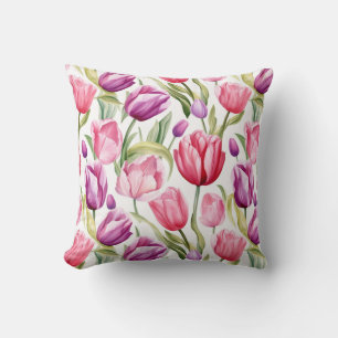 Oreiller de jet en coton Tulipes