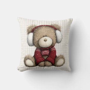 Oreiller de jet en ours en peluche d'hiver