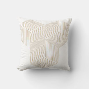 Oreiller de jet moderne beige avec illusion d'opti