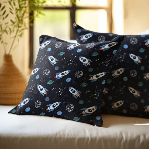 Oreiller de jetée à motif de fusée spatiale