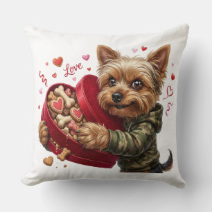 Oreiller de la Saint-Valentin Yorkie recto-verso