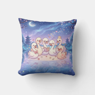 Oreiller de l'histoire du cygne au clair de lune
