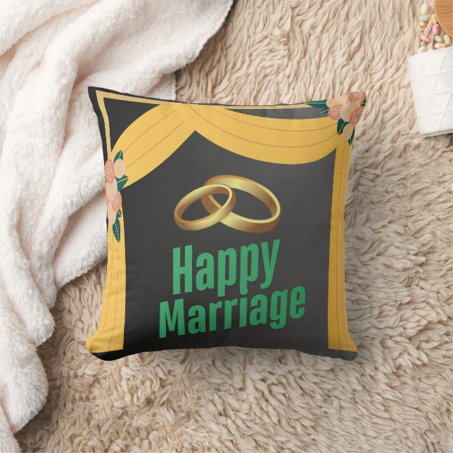 Oreiller de mariage heureux, Coussin à thème d'amo (Couverture)