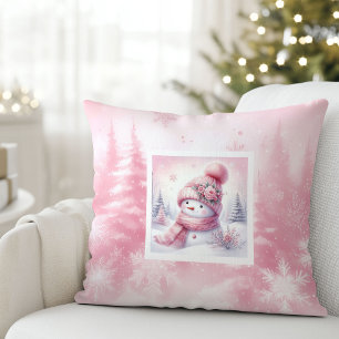 Oreiller de neige de forêt hivernale Pinkmas pour