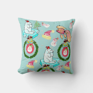 Oreiller de Noël, Ours Polaire Poisson Snowman