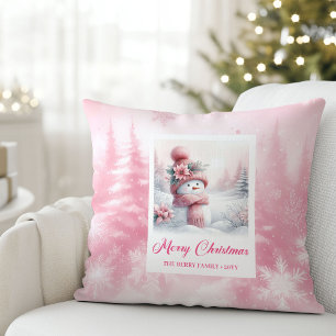 Oreiller de Noël Scène hivernale Bonhomme de neige