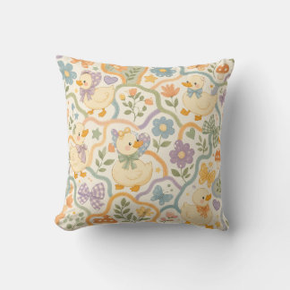 Oreiller de nurserie à motif pastel de canard bébé
