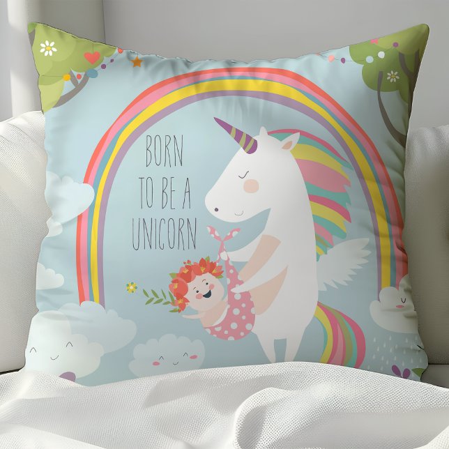 Oreiller de nurserie Licorne Fantaisiste et Bébé A (Créateur téléchargé)